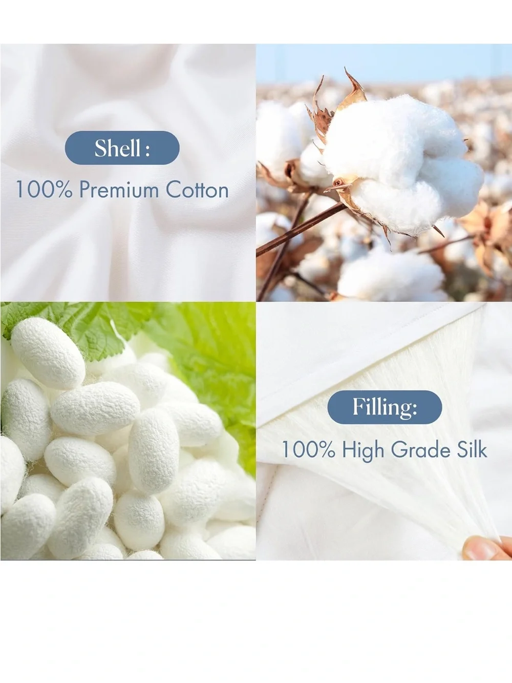 Mommesilk Silk Comforter/Duvet/Quilt, 100% Natural Silk Bedding Blanket, Full